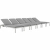 Shore Chaise with Cushions Outdoor Patio Aluminum Set of 6 / EEI-2739