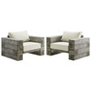 Manteo Rustic Coastal Outdoor Patio Sunbrella® Lounge Armchair Set of 2 / EEI-3653