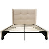 Beverly Queen Bed with Integrated Footboard Storage Unit & Accent Wings in Sand Fabric By Diamond Sofa / BEVERLYSDQUBED