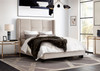 Beverly Queen Bed with Integrated Footboard Storage Unit & Accent Wings in Sand Fabric By Diamond Sofa / BEVERLYSDQUBED