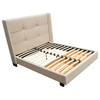 Beverly Queen Bed with Integrated Footboard Storage Unit & Accent Wings in Sand Fabric By Diamond Sofa / BEVERLYSDQUBED