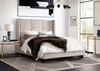 Beverly Eastern King Bed with Integrated Footboard Storage Unit & Accent Wings in Sand Fabric By Diamond Sofa / BEVERLYSDEKBED