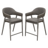 Adele Set of Two Counter Height Chairs in Grey Leatherette w/ Brushed Stainless Steel Leg / ADELESTGR2PK