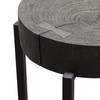 Alex Large 25" Accent Table with Solid Mango Wood Top in Espresso Finish w/ Silver Metal Inlay / ALEXLATES