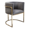 Pandora Dining Chair in Grey Velvet with Polished Gold Frame / PANDORADCGR1PK