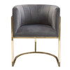 Pandora Dining Chair in Grey Velvet with Polished Gold Frame / PANDORADCGR1PK