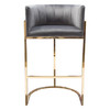 Pandora Bar Height Chair in Grey Velvet with Polished Gold Frame / PANDORABCGR1PK