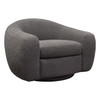 Pascal Swivel Chair in Charcoal Boucle Textured Fabric w/ Contoured Arms & Back / PASCALCHCC