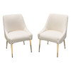 Set of (2) Quinn Dining Chairs w/ Vertical Outside Pleat Detail and Contoured Arm in Cream Velvet w/ Brushed Gold Metal Leg / QUINNDCCM2PK