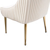 Set of (2) Quinn Dining Chairs w/ Vertical Outside Pleat Detail and Contoured Arm in Cream Velvet w/ Brushed Gold Metal Leg / QUINNDCCM2PK
