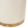 Sorbet Round Accent Ottoman in Cream Velvet w/ Gold Metal Band Accent / SORBET2OTCM