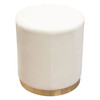 Sorbet Round Accent Ottoman in Cream Velvet w/ Gold Metal Band Accent / SORBET2OTCM