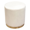 Sorbet Round Accent Ottoman in Cream Velvet w/ Gold Metal Band Accent / SORBET2OTCM