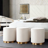 Sorbet Round Accent Ottoman in Cream Velvet w/ Gold Metal Band Accent / SORBET2OTCM