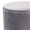 Sorbet Round Accent Ottoman in Grey Velvet w/ Silver Metal Band Accent / SORBET2OTGR