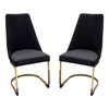 Vogue Set of (2) Dining Chairs in Black Velvet with Polished Gold Metal Base / VOGUE2DCBL2PK