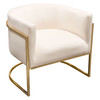 Pandora Accent Chair in Cream Velvet with Polished Gold Stainless Steel Frame / PANDORACHCM