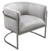 Pandora Accent Chair in Grey Velvet with Polished Silver Stainless Steel Frame / PANDORACHGR