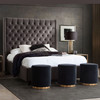 Park Avenue Eastern King Tufted Bed with Vintage Wing in Smoke Grey Velvet / PARKAVESKEKBED