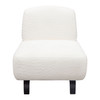 Vesper Armless Chair in Faux White Shearling w/ Black Wood Leg Base / VESPERACWH