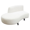 Vesper Curved Armless Left Chaise in Faux White Shearling w/ Black Wood Leg Base / VESPERLCWH