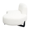 Vesper Curved Armless Right Chaise in Faux White Shearling w/ Black Wood Leg Base / VESPERRCWH