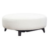 Vesper Round Ottoman in Faux White Shearling w/ Black Wood Leg Base / VESPEROTWH
