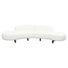 Vesper 2PC Modular Curved Armless Chaise in Faux White Shearling w/ Black Wood Leg Base / VESPER2PCLCRCWH