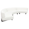 Vesper 3PC Modular Curved Armless Sofa in Faux White Shearling w/ Black Wood Leg Base / VESPER3PCASWH