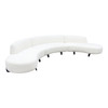Vesper 3PC Modular Curved Armless Sofa & (2) Chaise in Faux White Shearling w/ Black Wood Leg Base / VESPER3PCASLCRCWH