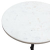 Birch Round Accent Table w/ Black Casted Aluminum Base & White Marble Top / BIRCHATMA