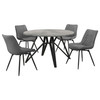 Neil 5-piece Round Dining Table Set Concrete Gunmetal / CS-193801-S5