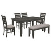 Dalila 6-piece Rectangular Dining Table Set Dark Grey / CS-102721GRY-S6
