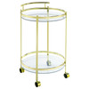 Chrissy 2-tier Round Glass Bar Cart Brass / CS-181366