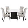 Sherry 5-piece Round Marble Top Dining Table Set Sand / CS-115490-S5S