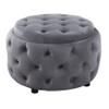 Angelina Tufted Storage Round Ottoman Steel Grey / CS-915408