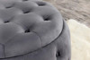 Angelina Tufted Storage Round Ottoman Steel Grey / CS-915408