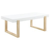 Pala Rectangular Coffee Table with Sled Base White High Gloss and Natural / CS-753398