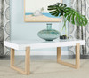 Pala Rectangular Coffee Table with Sled Base White High Gloss and Natural / CS-753398