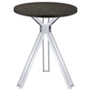 Edgerton Round Wood Top Bar Table Dark Oak and Chrome / CS-183131