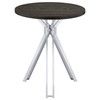 Edgerton Round Wood Top Bar Table Dark Oak and Chrome / CS-183131