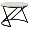 Miguel Round Accent Table with Marble Top White and Black / CS-931227