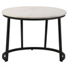 Miguel Round Accent Table with Marble Top White and Black / CS-931227