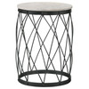 Tereza Round Accent Table with Marble Top White and Black / CS-936064