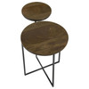 Yael Round Accent Table Natural and Gunmetal / CS-935980