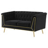 Holly Tuxedo Arm Tufted Back Loveseat Black / CS-508442