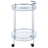 Chrissy 2-tier Round Glass Bar Cart Chrome / CS-181367