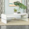 Airell Rectangular Coffee Table with Shelf White High Gloss / CS-703798