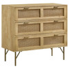 Zamora 3-drawer Accent Cabinet Natural and Antique Brass / CS-959579