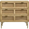 Zamora 3-drawer Accent Cabinet Natural and Antique Brass / CS-959579